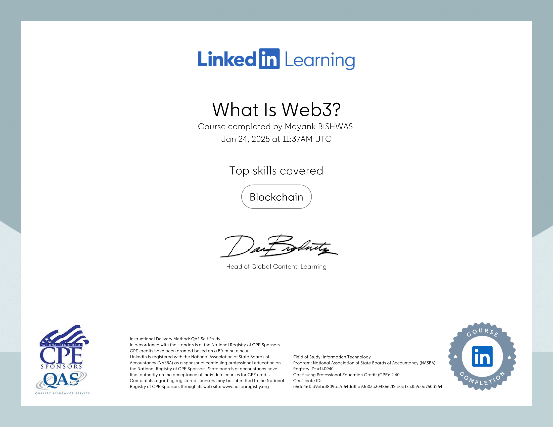What is Web3 — certificate by NASBA